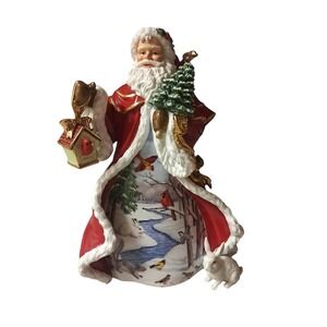 Vintage Danbury Mint Winter's Harmony Santa Figurine Nature Bird Rabbit 9" Tall